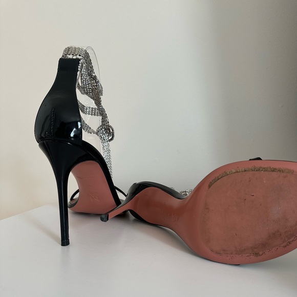 Amina Muaddi Giorgia Tanzanite Crystal Ankle Wrap Sandals - Picture 2 of 4